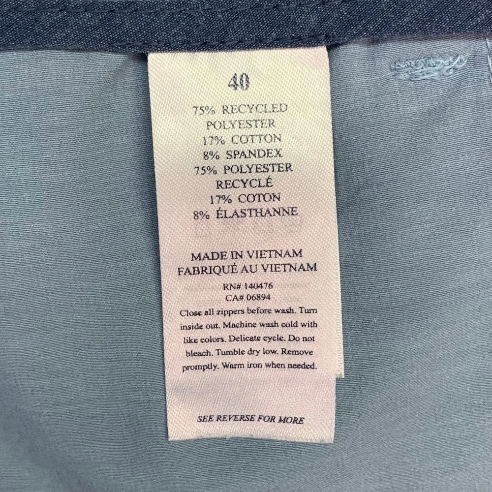 Faherty‎ All Day Shorts Mens Size 40 Blue Casual Flat Front Recycled Blend
